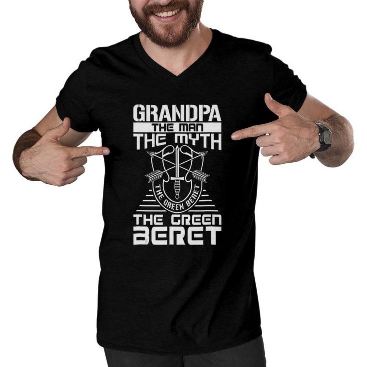 Grandpa The Man The Myth The Green Beret Men V-Neck Tshirt