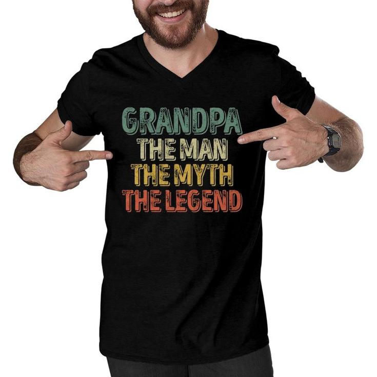 Grandpa The Man The Myth The Legend  Christmas Gift Men V-Neck Tshirt