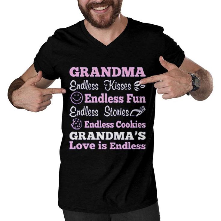 Grandparent Grandma Endless Kisses Men V-Neck Tshirt