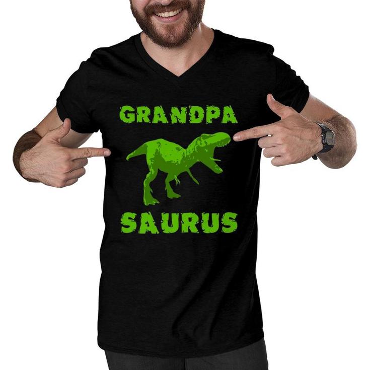 Grandpasaurus Grandpa Dinosaur Grandfather Father Day Men V-Neck Tshirt