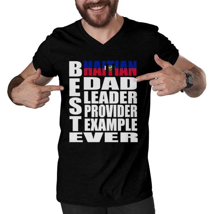 Haitian Dad  For Men Haiti Father's Day Gift Idea Men V-Neck Tshirt