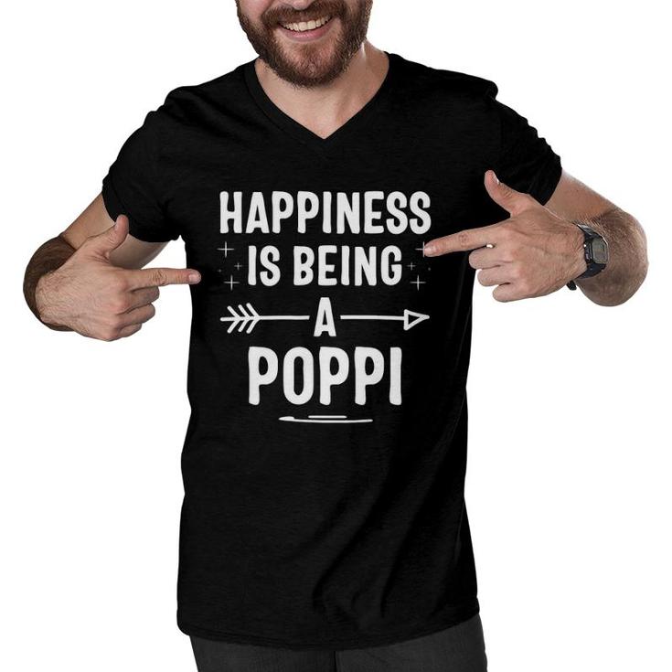 Happiness Is Being A Poppi Fathers Day Men V-Neck Tshirt