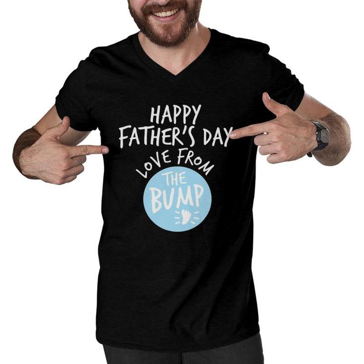 Happy Father's Day From The Bump Gender Reveal Boy New Dad Men V-Neck Tshirt
