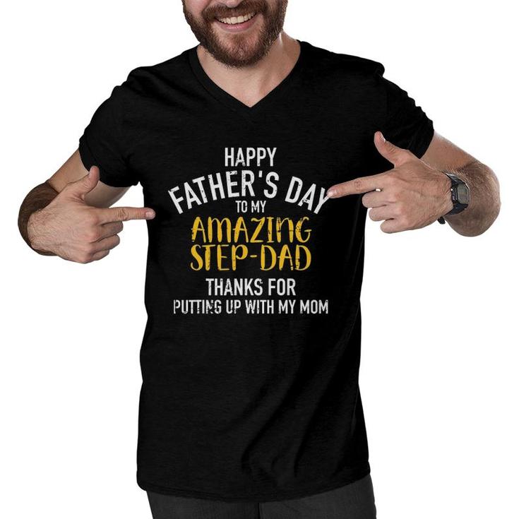 Happy Father's Day Step Dad Men V-Neck Tshirt