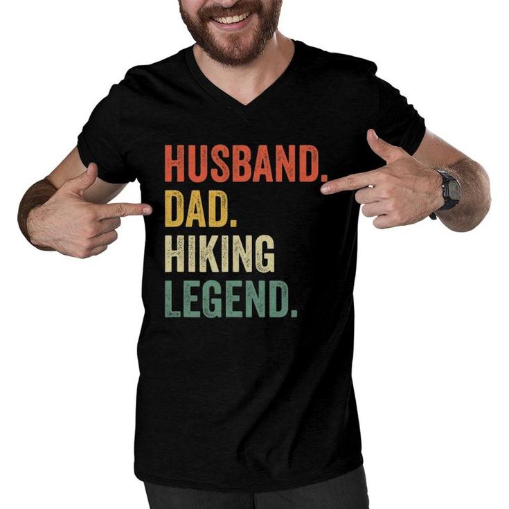 Hiker Husband Dad Hiking Legend Vintage Funny Outdoor Men V-Neck Tshirt