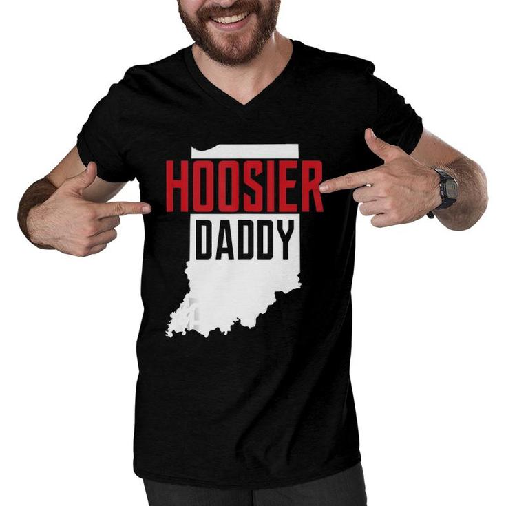 Hoosier Daddy Indiana State Map Gift Tank Top Men V-Neck Tshirt