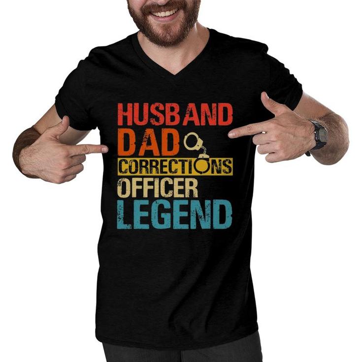 Husband Dad Corrections Officer Legend Father's Day Men V-Neck Tshirt