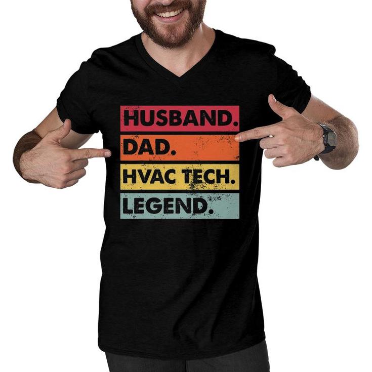 Husband Dad Hvac Tech Legend Funny Hvac Technician Gift Men V-Neck Tshirt