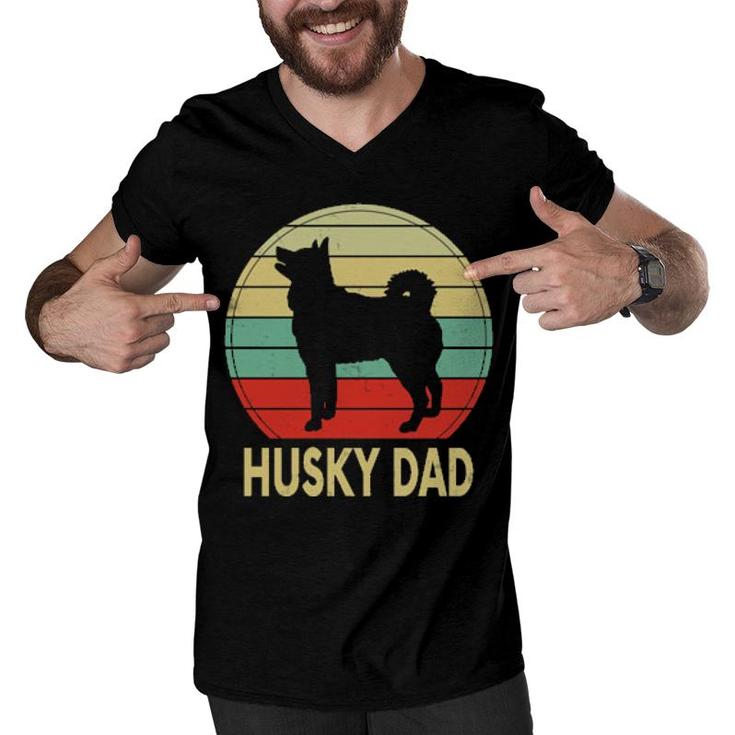 Husky Dad Vintage  Men V-Neck Tshirt