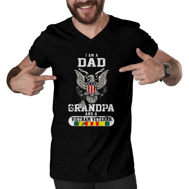 I Am A Dad A Grandpa And A Vietnam Veteran Men V-Neck Tshirt