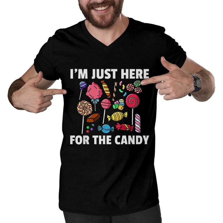 I Am Just Here For The Candy Lollipop Sweets Gift Halloween  Men V-Neck Tshirt