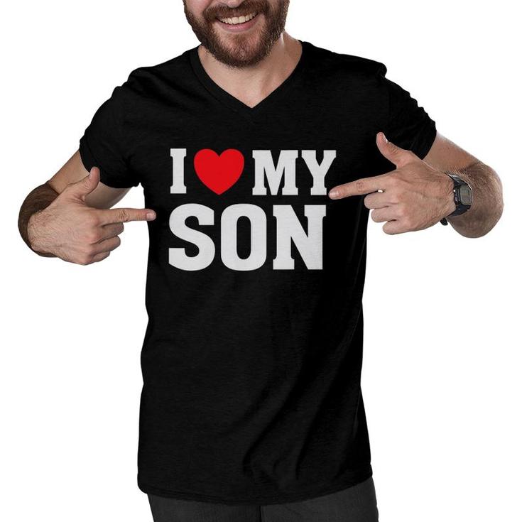 I Heart Love My Son - Proud Parent Mom Mother Dad Men V-Neck Tshirt
