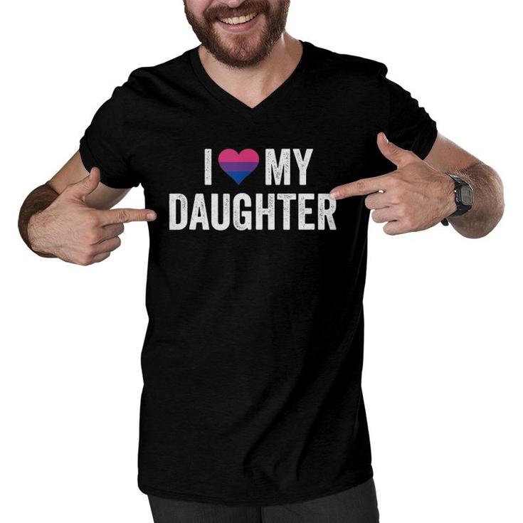 I Love My Daughter Mother's Day Gift Fathers Day  Men V-Neck Tshirt
