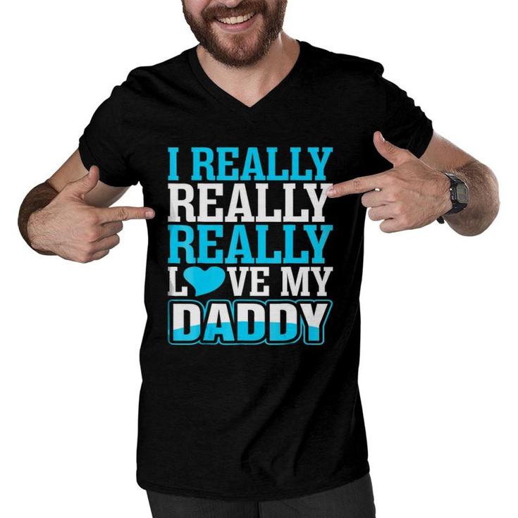 I Really Love My Daddy Men V-Neck Tshirt