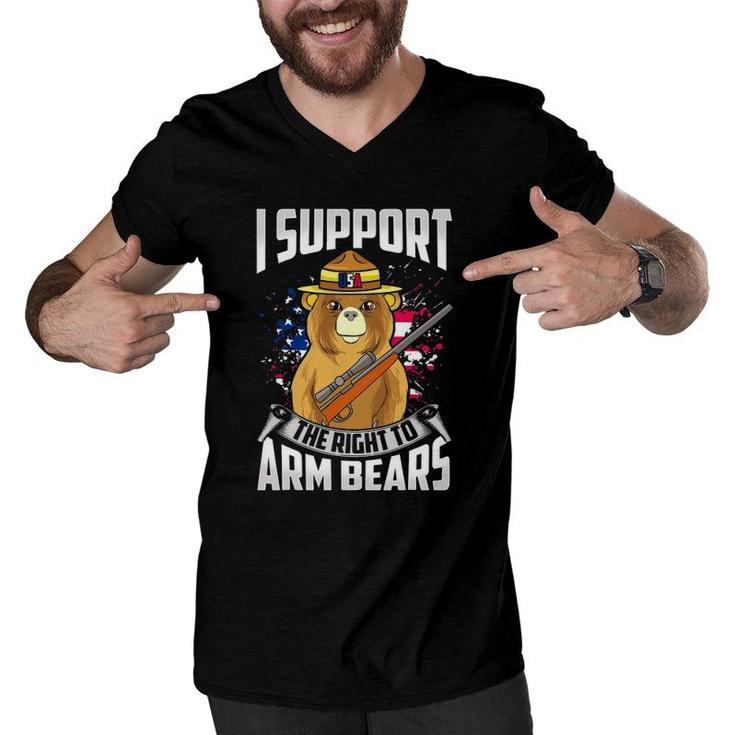 I Support The Right To Arm Bears Dad Joke Funny Pun Men V-Neck Tshirt
