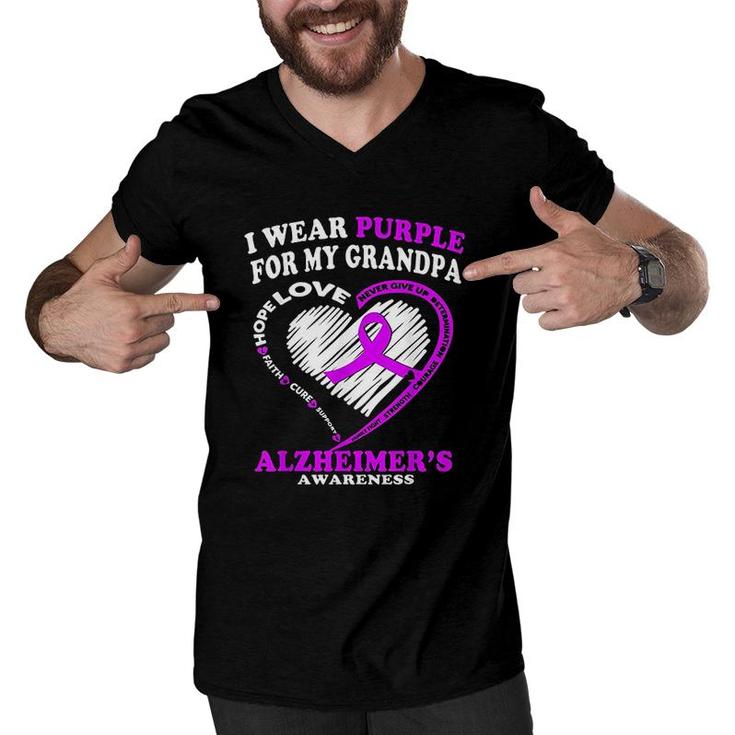 I Wear Purple For My Grandpa Men V-Neck Tshirt