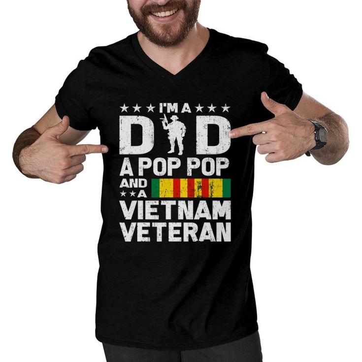I'm A Dad Pop Pop Vietnam Veteran  Fathers Day Gift Men Men V-Neck Tshirt