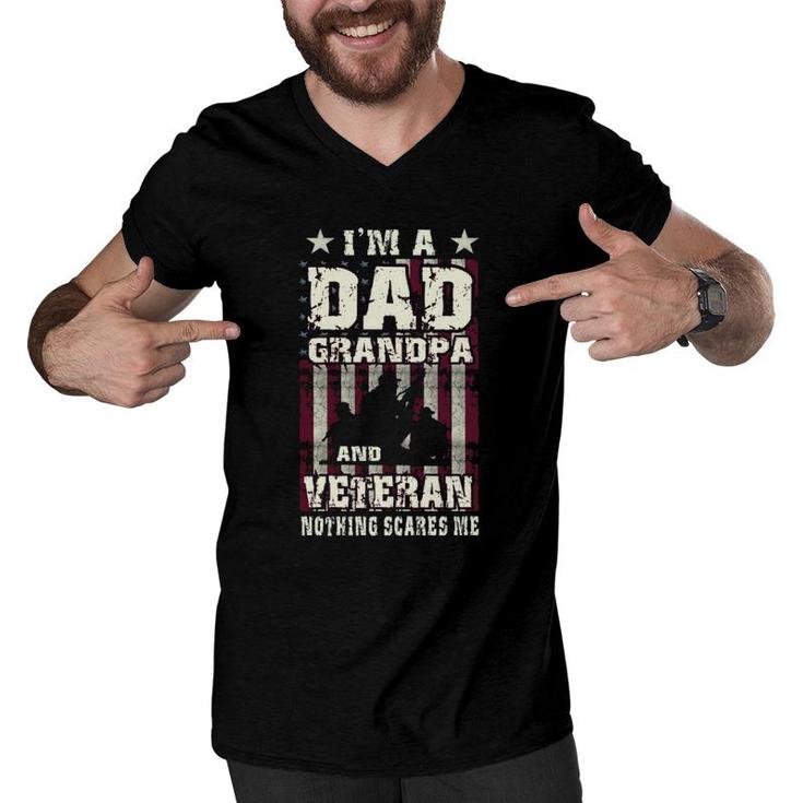 I'm Dad Grandpa & Veteran Flag Soldiers Vintage Men Gift Men V-Neck Tshirt