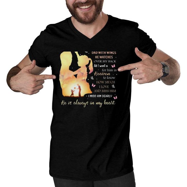 I'm Not A Fatherless Daughter I Am A Daughter To A Dad In Heaven Men V-Neck Tshirt