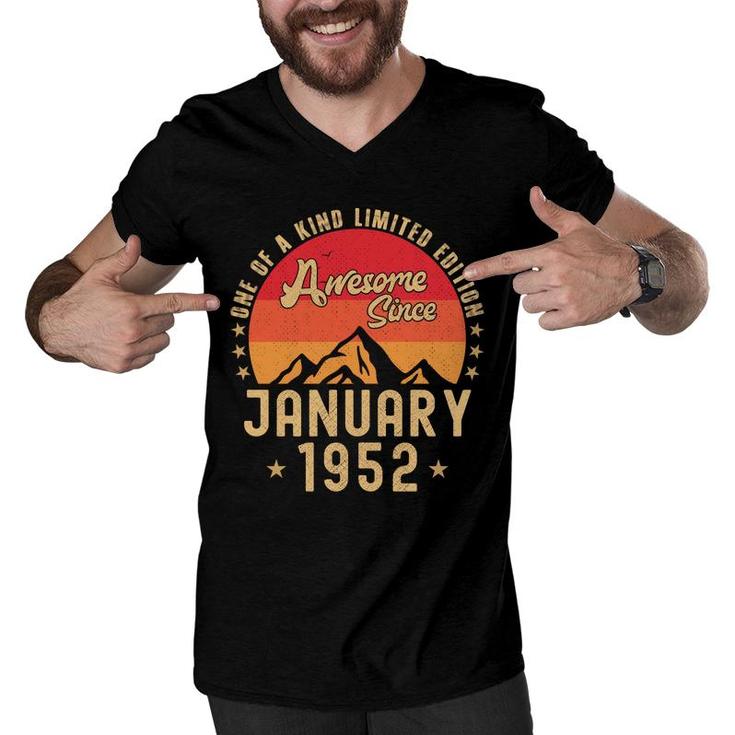 January 1952 Awesome Since Vintage Birthday  Men V-Neck Tshirt