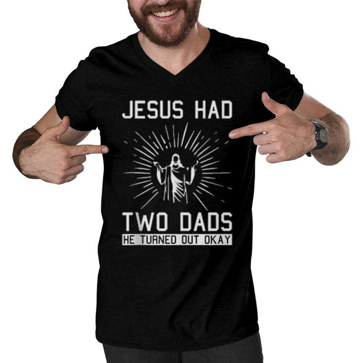 Jesus Had Two Dads Christmas Cool Lgbtq Gay Pride Christian  Men V-Neck Tshirt