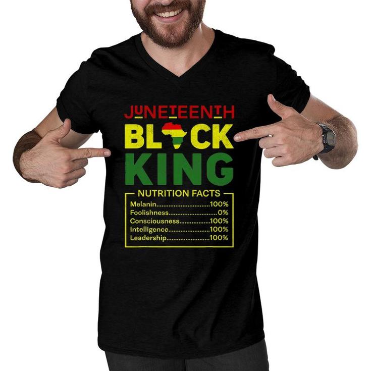 Juneteenth Black King Nutritional Facts Mens Boys Dad Men V-Neck Tshirt