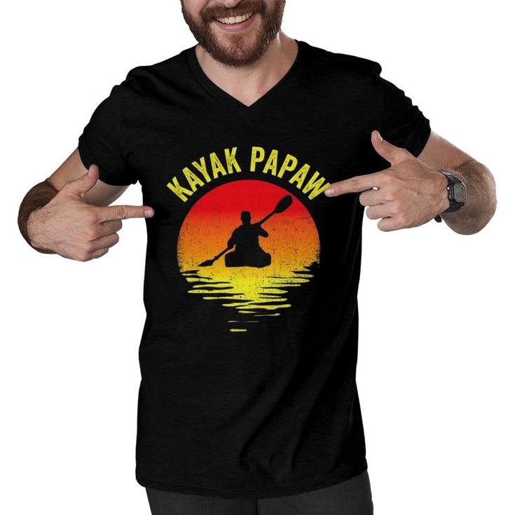Kayak Papaw Vintage Kayaking Grandpa Kayaker Grandfather Men V-Neck Tshirt