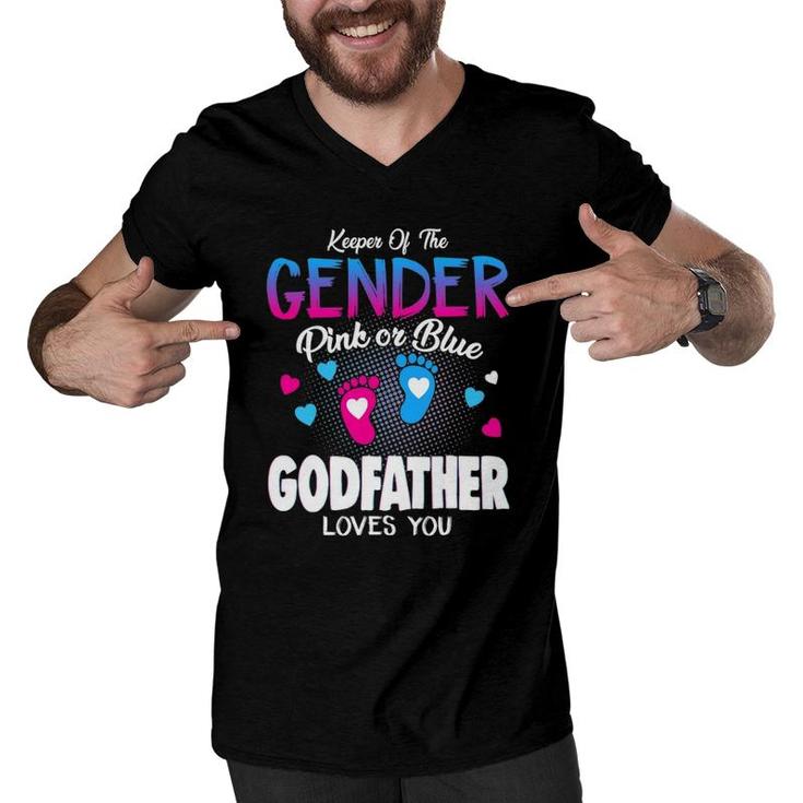Keeper Of The Gender Pink Or Blue Godfather Loves You Reveal Men V-Neck Tshirt