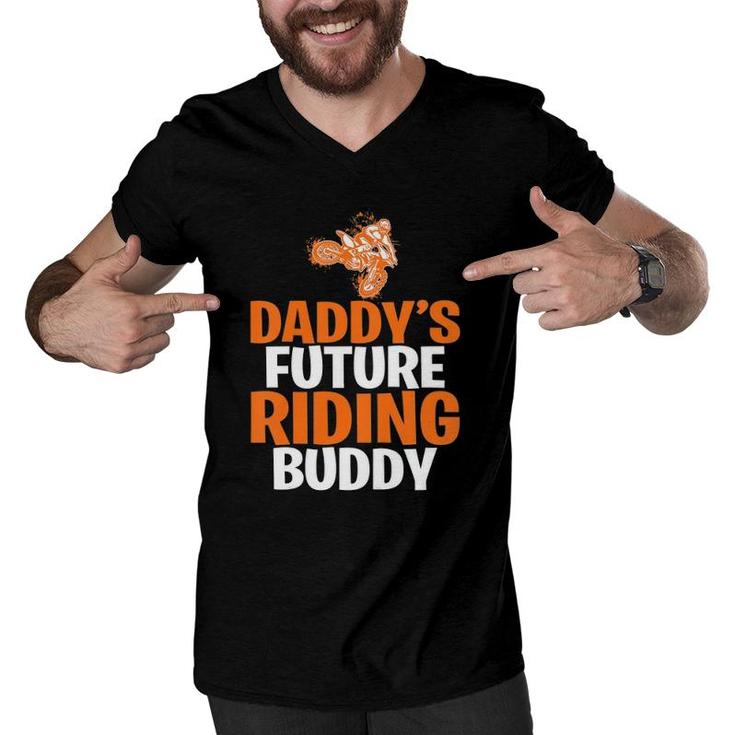 Kids Daddy's Future Riding Buddy Motocross Kids Father Son Men V-Neck Tshirt