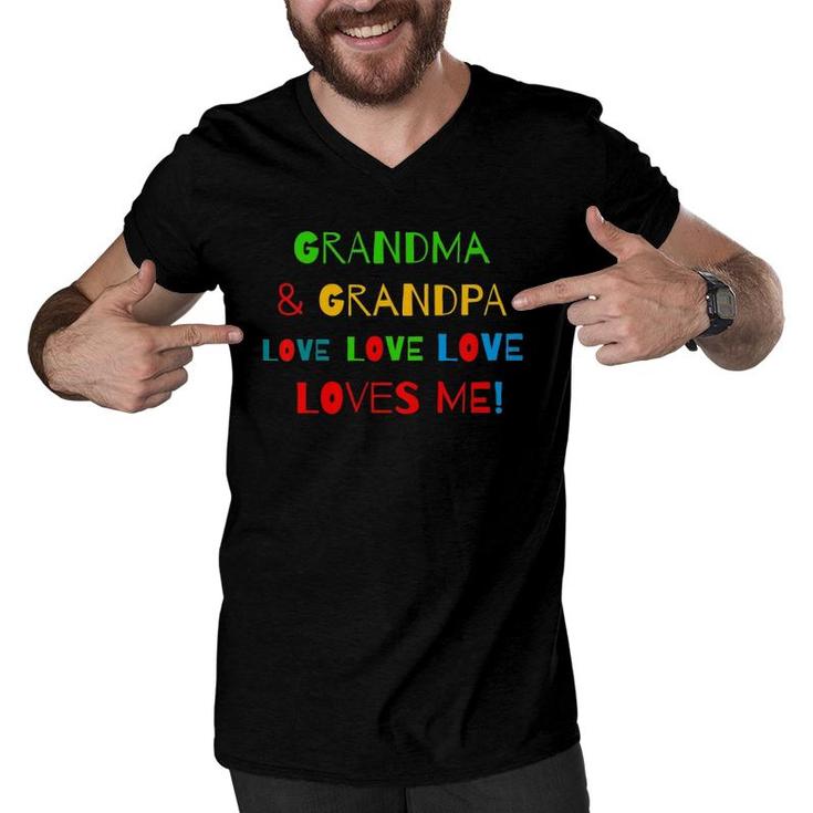 Kids Grandma And Grandpa Loves Me Men V-Neck Tshirt