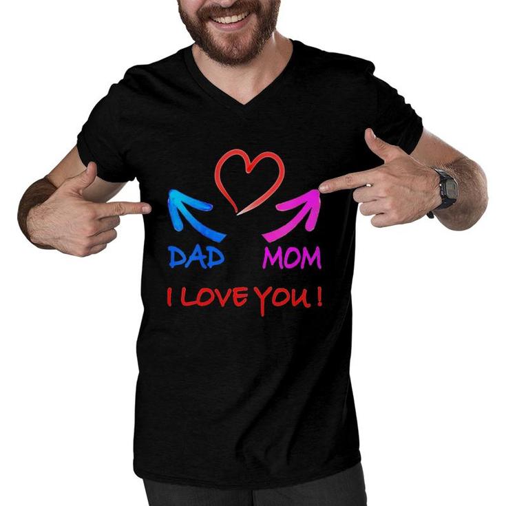 Kids I Love My Parents, I Love Daddy, I Love My Mom Men V-Neck Tshirt