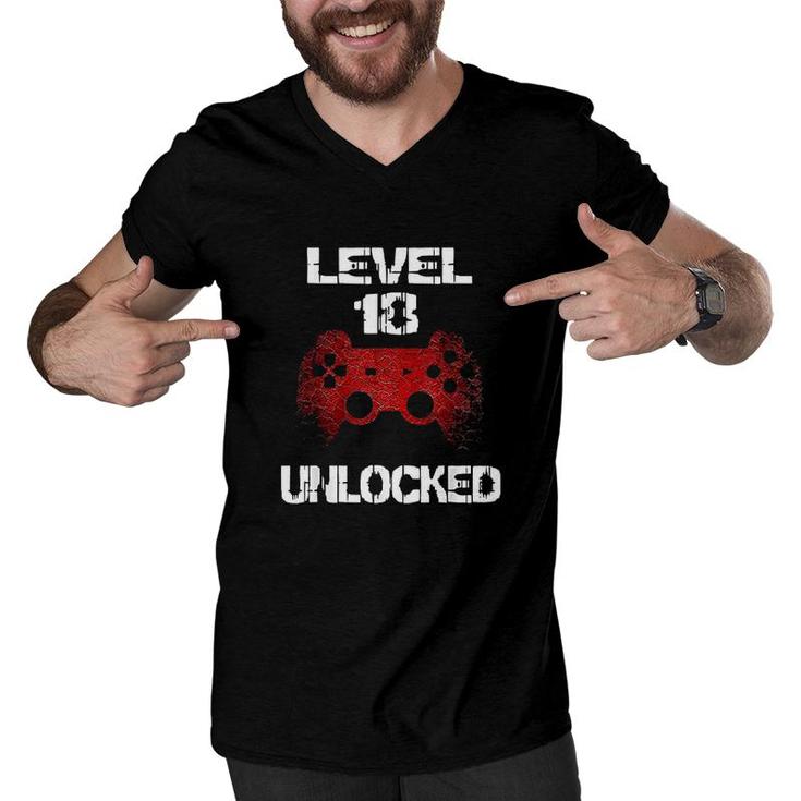 Level 18 Unlocked Boys 18th Birthday 18 Year Old Gamer Teens  Men V-Neck Tshirt