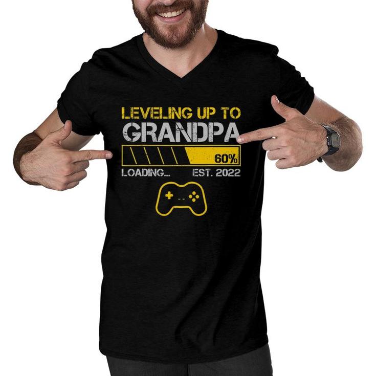 Leveling Up To Grandpa Est 2022 Loading Gaming Family Men V-Neck Tshirt