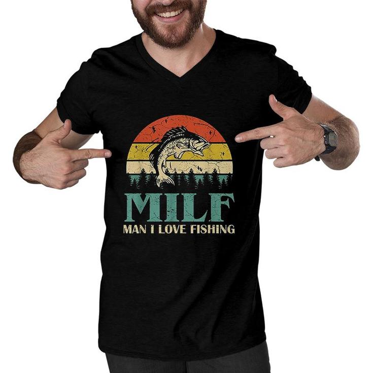 Man I Love Fishing Funny Fishing Fishermen Men Women Men V-Neck Tshirt