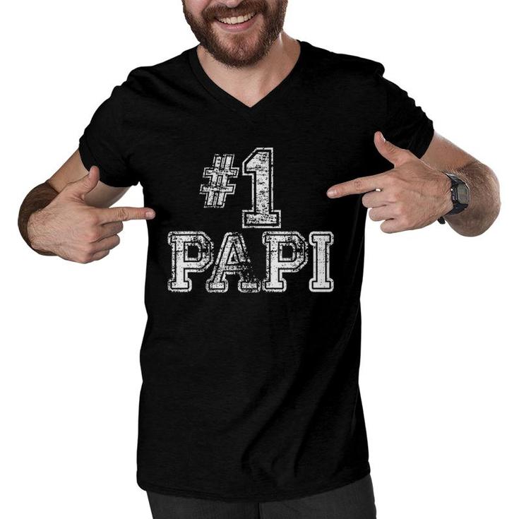 Mens 1 Papi - Number One Father's Day Gift Men V-Neck Tshirt