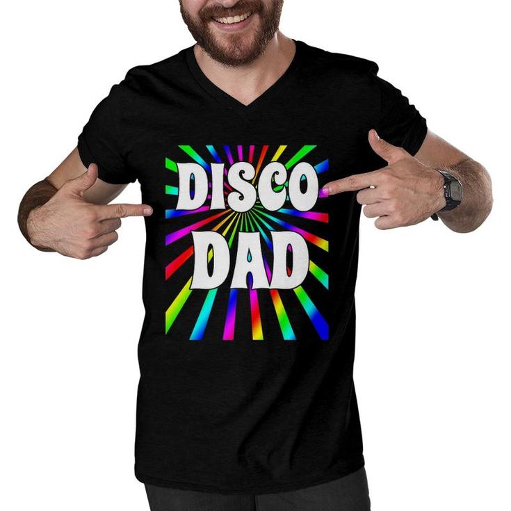 Mens 70'S Disco  Disco Dad Multi-Color Party Men V-Neck Tshirt