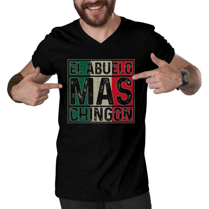 Mens Abuelo Mas Chingon Grandpa Mexican Flag Fathers Day Gift Men V-Neck Tshirt