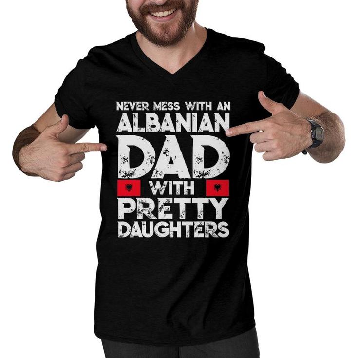 Mens Albanian Dad With Pretty Daughters Gift Men V-Neck Tshirt