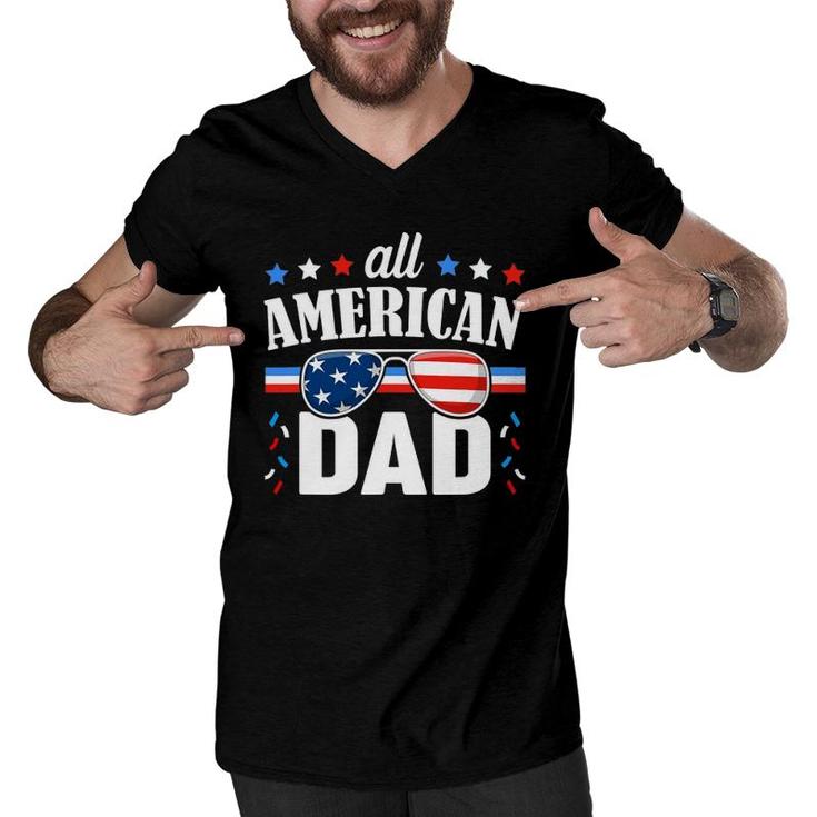Mens All American Dad 4Th Of July Usa Family Matching Outfit Men V-Neck Tshirt