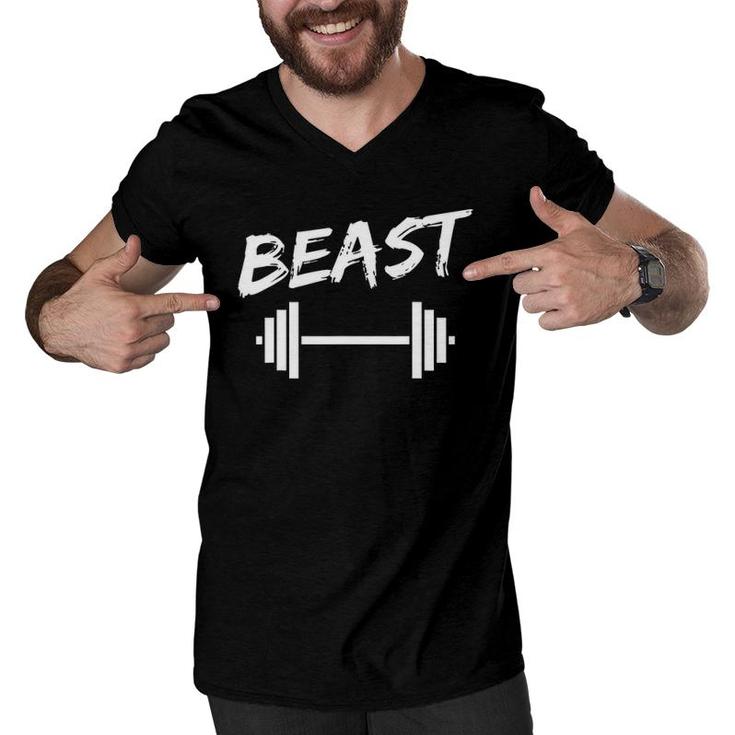 Mens Beast Father Son Fitness Bodybuilding Matching Men V-Neck Tshirt