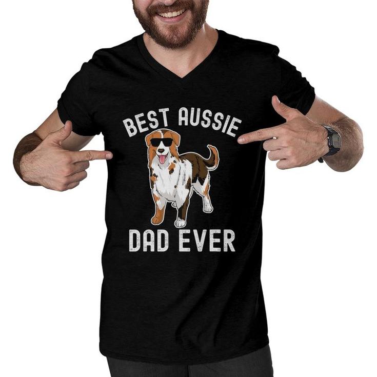 Mens Best Aussie Dad Ever Australian Shepherd Dad Fathers Day Men Men V-Neck Tshirt