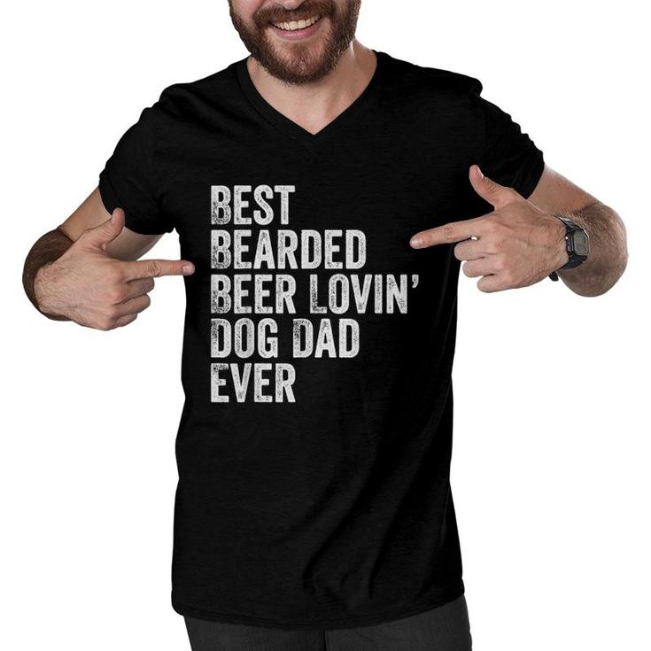 Mens Best Bearded Beer Lovin' Dog Dad Men V-Neck Tshirt