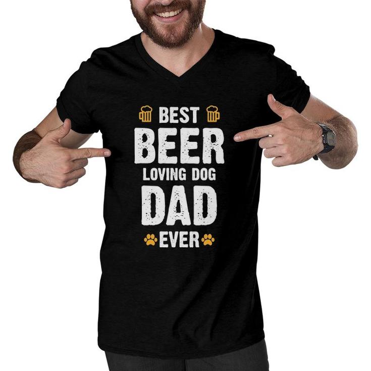 Mens Best Beer Loving Dog Dad Men V-Neck Tshirt
