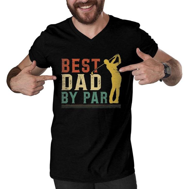 Mens Best Dad By Par Golf  Fathers Day Golfing Vintage Men V-Neck Tshirt