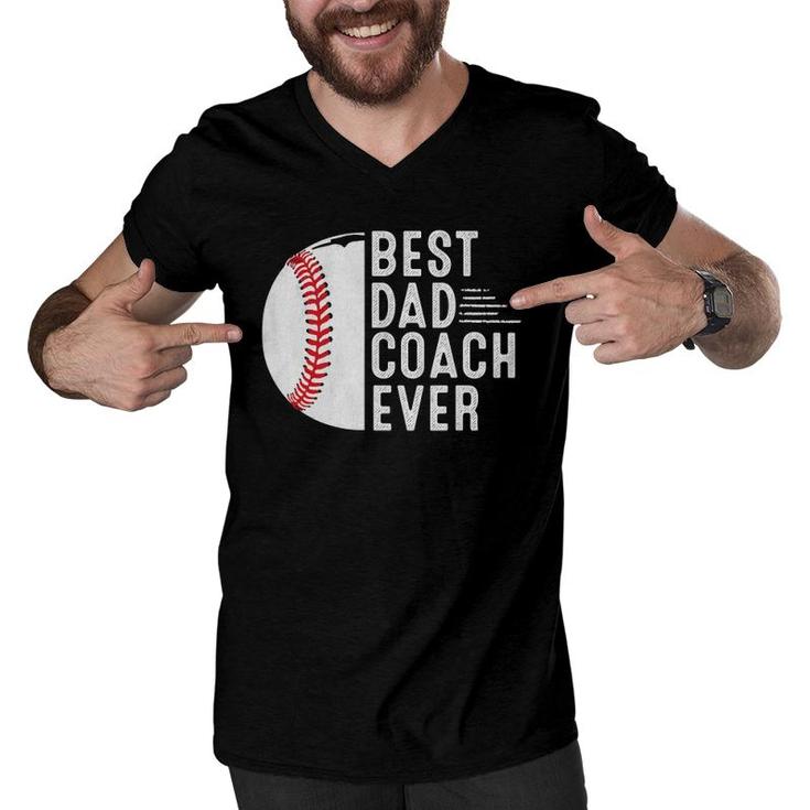 Mens Best Dad Coach Ever Funny Baseball Dad Coach Father's Day Men V-Neck Tshirt