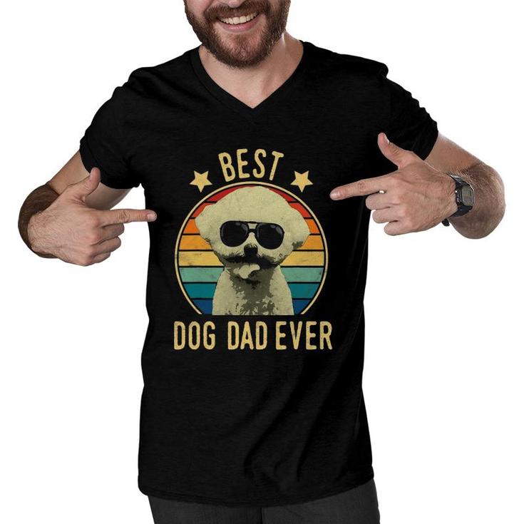 Mens Best Dog Dad Ever Bichon Frise Father's Day Gift Men V-Neck Tshirt