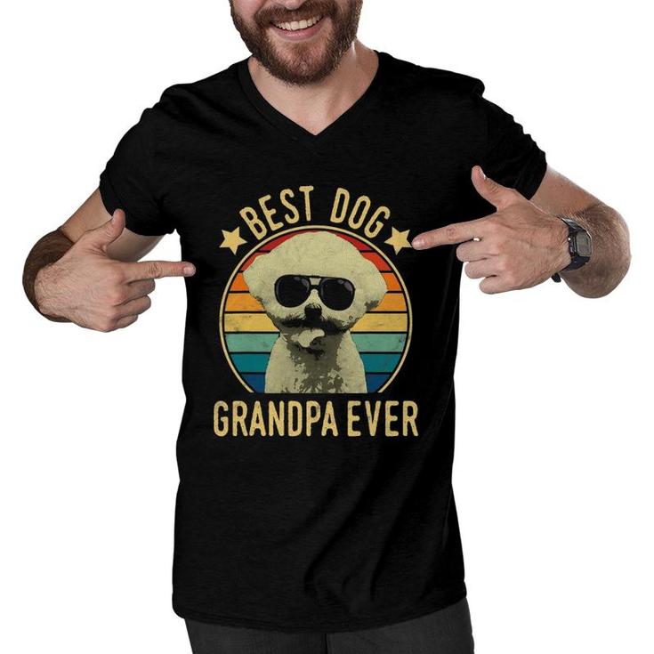 Mens Best Dog Grandpa Ever Bichon Frise Father's Day Men V-Neck Tshirt