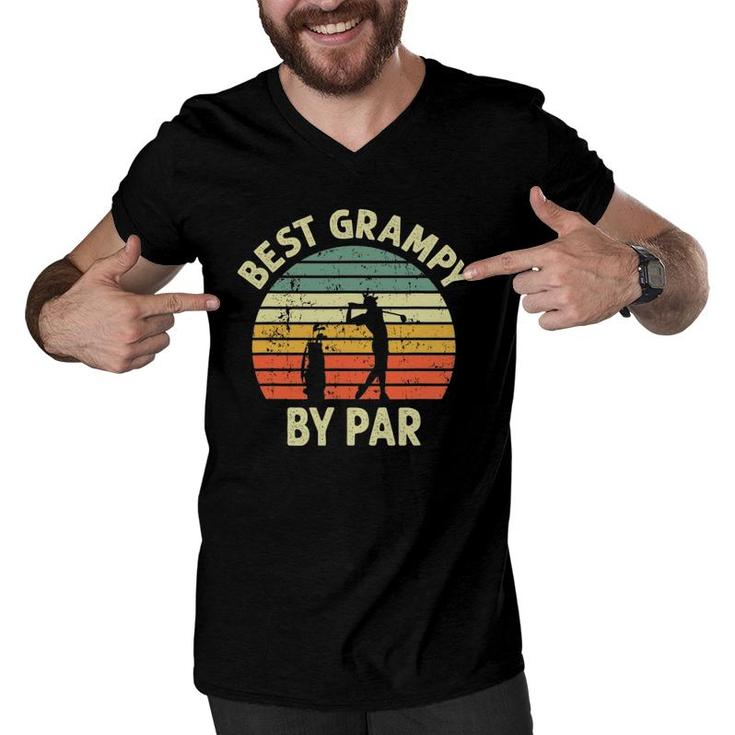 Mens Best Grampy By Par Golfing Golf Design For Golfer Grandpa Men V-Neck Tshirt