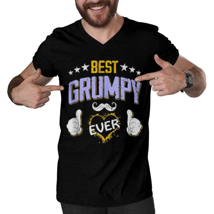Mens Best Grumpy Ever Personalized Grandpa  Men V-Neck Tshirt