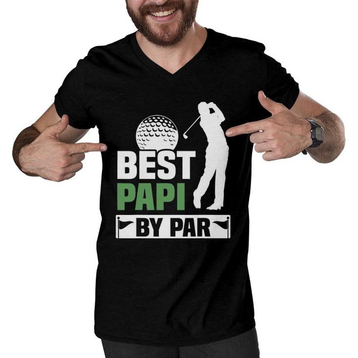 Mens Best Papi By Par Golf Grandpa Mens Fathers Day Gift Men V-Neck Tshirt